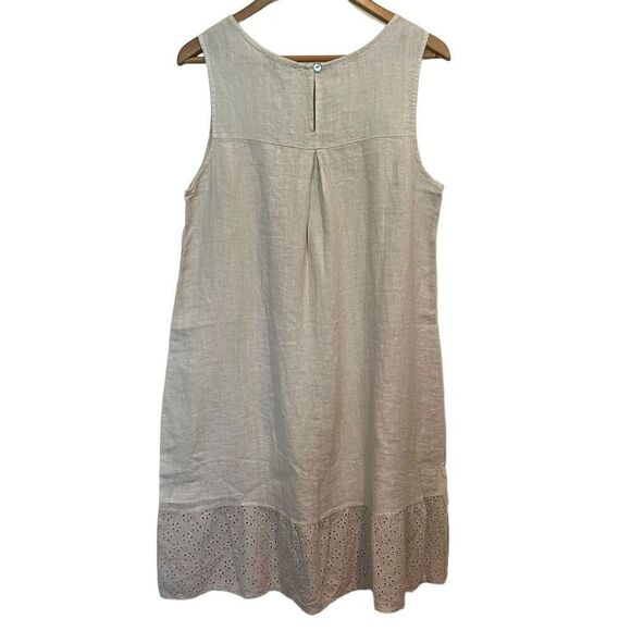 Terzo Millennio Italian 100% Linen A-Line Eyelet Midi Dress Size M - Picture 2 of 6